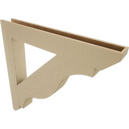 Ekena Millwork - BKTUR055X44X44FST06RCPR - Timberthane Faux Wood Funston Style Bracket, Slat Ends, 5 1/2"W x 44"D x 44"H, Primed Tan