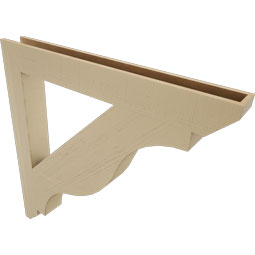 Ekena Millwork - BKTUR055X48X48FST06RCPR - Timberthane Faux Wood Funston Style Bracket, Slat Ends, 5 1/2"W x 48"D x 48"H, Primed Tan