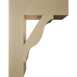Ekena Millwork - BKTUR035X14X18FST05RCPR - Timberthane Faux Wood Funston Style Bracket, Block Ends, 3 1/2"W x 14"D x 18"H, Primed Tan