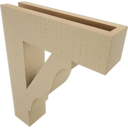Ekena Millwork - BKTUR035X14X18FST05RCPR - Timberthane Faux Wood Funston Style Bracket, Block Ends, 3 1/2"W x 14"D x 18"H, Primed Tan