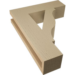Ekena Millwork - BKTUR035X14X18FST05RCPR - Timberthane Faux Wood Funston Style Bracket, Block Ends, 3 1/2"W x 14"D x 18"H, Primed Tan