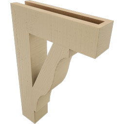 Ekena Millwork - BKTUR035X14X22FST05RCPR - Timberthane Faux Wood Funston Style Bracket, Block Ends, 3 1/2"W x 14"D x 22"H, Primed Tan
