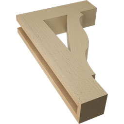 Ekena Millwork - BKTUR035X14X22FST05RCPR - Timberthane Faux Wood Funston Style Bracket, Block Ends, 3 1/2"W x 14"D x 22"H, Primed Tan