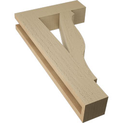 Ekena Millwork - BKTUR035X14X26FST05RCPR - Timberthane Faux Wood Funston Style Bracket, Block Ends, 3 1/2"W x 14"D x 26"H, Primed Tan