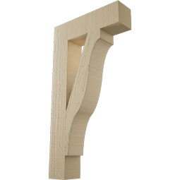Ekena Millwork - BKTUR035X14X26FST05RCPR - Timberthane Faux Wood Funston Style Bracket, Block Ends, 3 1/2"W x 14"D x 26"H, Primed Tan