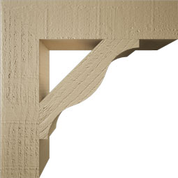 Ekena Millwork - BKTUR035X16X16FST05RCPR - Timberthane Faux Wood Funston Style Bracket, Block Ends, 3 1/2"W x 16"D x 16"H, Primed Tan