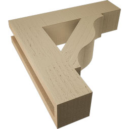 Ekena Millwork - BKTUR035X16X16FST05RCPR - Timberthane Faux Wood Funston Style Bracket, Block Ends, 3 1/2"W x 16"D x 16"H, Primed Tan