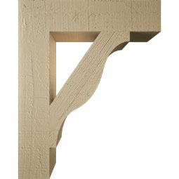 Ekena Millwork - BKTUR035X16X20FST05RCPR - Timberthane Faux Wood Funston Style Bracket, Block Ends, 3 1/2"W x 16"D x 20"H, Primed Tan