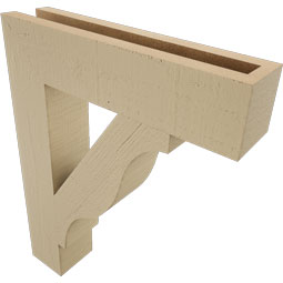 Ekena Millwork - BKTUR035X16X20FST05RCPR - Timberthane Faux Wood Funston Style Bracket, Block Ends, 3 1/2"W x 16"D x 20"H, Primed Tan