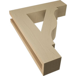 Ekena Millwork - BKTUR035X16X20FST05RCPR - Timberthane Faux Wood Funston Style Bracket, Block Ends, 3 1/2"W x 16"D x 20"H, Primed Tan