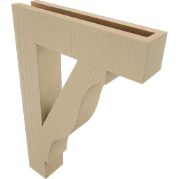Ekena Millwork - BKTUR035X16X24FST05RCPR - Timberthane Faux Wood Funston Style Bracket, Block Ends, 3 1/2"W x 16"D x 24"H, Primed Tan