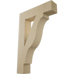 Ekena Millwork - BKTUR035X16X24FST05RCPR - Timberthane Faux Wood Funston Style Bracket, Block Ends, 3 1/2"W x 16"D x 24"H, Primed Tan