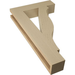 Ekena Millwork - BKTUR035X16X28FST05RCPR - Timberthane Faux Wood Funston Style Bracket, Block Ends, 3 1/2"W x 16"D x 28"H, Primed Tan