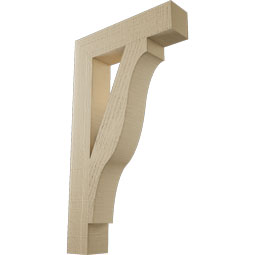 Ekena Millwork - BKTUR035X16X28FST05RCPR - Timberthane Faux Wood Funston Style Bracket, Block Ends, 3 1/2"W x 16"D x 28"H, Primed Tan