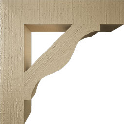 Ekena Millwork - BKTUR035X18X18FST05RCPR - Timberthane Faux Wood Funston Style Bracket, Block Ends, 3 1/2"W x 18"D x 18"H, Primed Tan