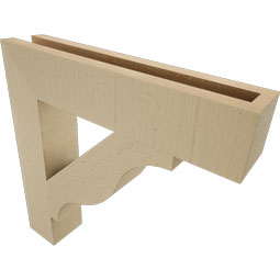 Ekena Millwork - BKTUR035X18X18FST05RCPR - Timberthane Faux Wood Funston Style Bracket, Block Ends, 3 1/2"W x 18"D x 18"H, Primed Tan