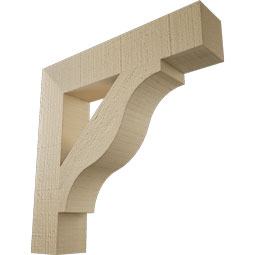 Ekena Millwork - BKTUR035X18X18FST05RCPR - Timberthane Faux Wood Funston Style Bracket, Block Ends, 3 1/2"W x 18"D x 18"H, Primed Tan