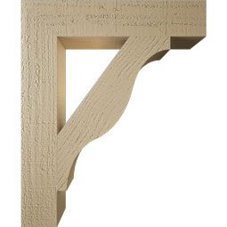Ekena Millwork - BKTUR035X18X22FST05RCPR - Timberthane Faux Wood Funston Style Bracket, Block Ends, 3 1/2"W x 18"D x 22"H, Primed Tan