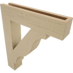 Ekena Millwork - BKTUR035X18X22FST05RCPR - Timberthane Faux Wood Funston Style Bracket, Block Ends, 3 1/2"W x 18"D x 22"H, Primed Tan