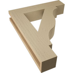 Ekena Millwork - BKTUR035X18X22FST05RCPR - Timberthane Faux Wood Funston Style Bracket, Block Ends, 3 1/2"W x 18"D x 22"H, Primed Tan