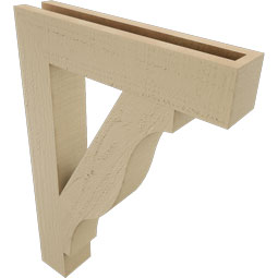 Ekena Millwork - BKTUR035X18X26FST05RCPR - Timberthane Faux Wood Funston Style Bracket, Block Ends, 3 1/2"W x 18"D x 26"H, Primed Tan