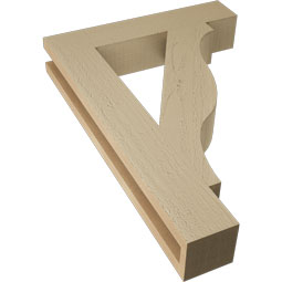 Ekena Millwork - BKTUR035X18X26FST05RCPR - Timberthane Faux Wood Funston Style Bracket, Block Ends, 3 1/2"W x 18"D x 26"H, Primed Tan