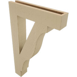 Ekena Millwork - BKTUR035X18X30FST05RCPR - Timberthane Faux Wood Funston Style Bracket, Block Ends, 3 1/2"W x 18"D x 30"H, Primed Tan