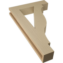 Ekena Millwork - BKTUR035X18X30FST05RCPR - Timberthane Faux Wood Funston Style Bracket, Block Ends, 3 1/2"W x 18"D x 30"H, Primed Tan