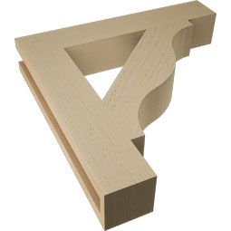 Ekena Millwork - BKTUR035X20X20FST05RCPR - Timberthane Faux Wood Funston Style Bracket, Block Ends, 3 1/2"W x 20"D x 20"H, Primed Tan