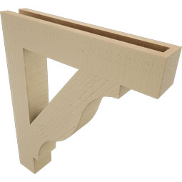 Ekena Millwork - BKTUR035X20X24FST05RCPR - Timberthane Faux Wood Funston Style Bracket, Block Ends, 3 1/2"W x 20"D x 24"H, Primed Tan