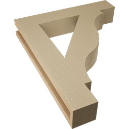 Ekena Millwork - BKTUR035X20X24FST05RCPR - Timberthane Faux Wood Funston Style Bracket, Block Ends, 3 1/2"W x 20"D x 24"H, Primed Tan