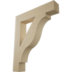 Ekena Millwork - BKTUR035X20X24FST05RCPR - Timberthane Faux Wood Funston Style Bracket, Block Ends, 3 1/2"W x 20"D x 24"H, Primed Tan