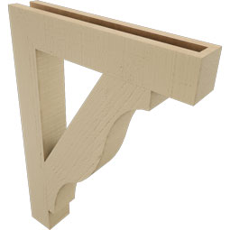 Ekena Millwork - BKTUR035X20X28FST05RCPR - Timberthane Faux Wood Funston Style Bracket, Block Ends, 3 1/2"W x 20"D x 28"H, Primed Tan