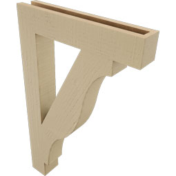 Ekena Millwork - BKTUR035X20X32FST05RCPR - Timberthane Faux Wood Funston Style Bracket, Block Ends, 3 1/2"W x 20"D x 32"H, Primed Tan