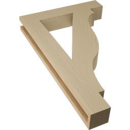 Ekena Millwork - BKTUR035X20X32FST05RCPR - Timberthane Faux Wood Funston Style Bracket, Block Ends, 3 1/2"W x 20"D x 32"H, Primed Tan
