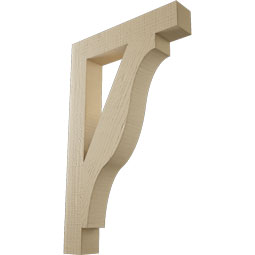 Ekena Millwork - BKTUR035X20X32FST05RCPR - Timberthane Faux Wood Funston Style Bracket, Block Ends, 3 1/2"W x 20"D x 32"H, Primed Tan