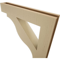 Ekena Millwork - BKTUR035X22X22FST05RCPR - Timberthane Faux Wood Funston Style Bracket, Block Ends, 3 1/2"W x 22"D x 22"H, Primed Tan