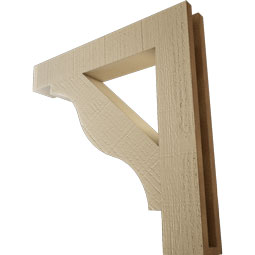 Ekena Millwork - BKTUR035X22X22FST05RCPR - Timberthane Faux Wood Funston Style Bracket, Block Ends, 3 1/2"W x 22"D x 22"H, Primed Tan
