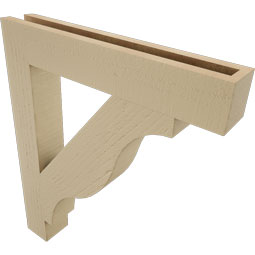 Ekena Millwork - BKTUR035X22X26FST05RCPR - Timberthane Faux Wood Funston Style Bracket, Block Ends, 3 1/2"W x 22"D x 26"H, Primed Tan