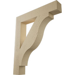 Ekena Millwork - BKTUR035X22X26FST05RCPR - Timberthane Faux Wood Funston Style Bracket, Block Ends, 3 1/2"W x 22"D x 26"H, Primed Tan