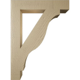Ekena Millwork - BKTUR035X22X30FST05RCPR - Timberthane Faux Wood Funston Style Bracket, Block Ends, 3 1/2"W x 22"D x 30"H, Primed Tan