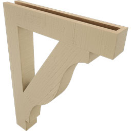 Ekena Millwork - BKTUR035X22X30FST05RCPR - Timberthane Faux Wood Funston Style Bracket, Block Ends, 3 1/2"W x 22"D x 30"H, Primed Tan