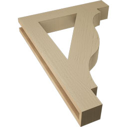 Ekena Millwork - BKTUR035X22X30FST05RCPR - Timberthane Faux Wood Funston Style Bracket, Block Ends, 3 1/2"W x 22"D x 30"H, Primed Tan