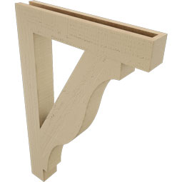 Ekena Millwork - BKTUR035X22X34FST05RCPR - Timberthane Faux Wood Funston Style Bracket, Block Ends, 3 1/2"W x 22"D x 34"H, Primed Tan