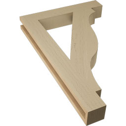 Ekena Millwork - BKTUR035X22X34FST05RCPR - Timberthane Faux Wood Funston Style Bracket, Block Ends, 3 1/2"W x 22"D x 34"H, Primed Tan