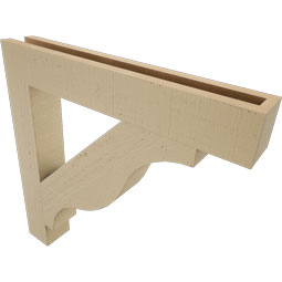 Ekena Millwork - BKTUR035X24X24FST05RCPR - Timberthane Faux Wood Funston Style Bracket, Block Ends, 3 1/2"W x 24"D x 24"H, Primed Tan