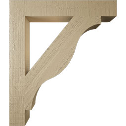 Ekena Millwork - BKTUR035X24X28FST05RCPR - Timberthane Faux Wood Funston Style Bracket, Block Ends, 3 1/2"W x 24"D x 28"H, Primed Tan