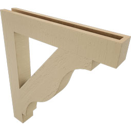 Ekena Millwork - BKTUR035X24X28FST05RCPR - Timberthane Faux Wood Funston Style Bracket, Block Ends, 3 1/2"W x 24"D x 28"H, Primed Tan