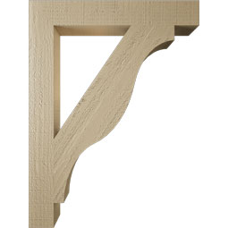 Ekena Millwork - BKTUR035X24X32FST05RCPR - Timberthane Faux Wood Funston Style Bracket, Block Ends, 3 1/2"W x 24"D x 32"H, Primed Tan