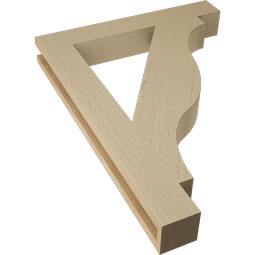 Ekena Millwork - BKTUR035X24X32FST05RCPR - Timberthane Faux Wood Funston Style Bracket, Block Ends, 3 1/2"W x 24"D x 32"H, Primed Tan